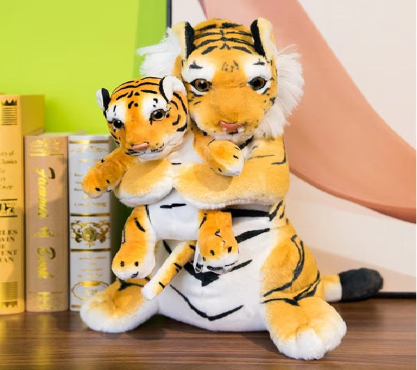 Yellow White Tiger Doll Baby Kids Birthday Gift Soft Plush Toy Cushion Cute Mother Son Lifelike Stuffed Pillow