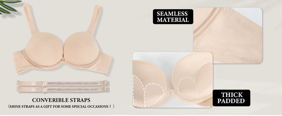 Curvear Women Everyday Sexy Bra 1/2 Cups Underwire Padded Adjusted Convertible Push Up Bras Seamless Bra.
