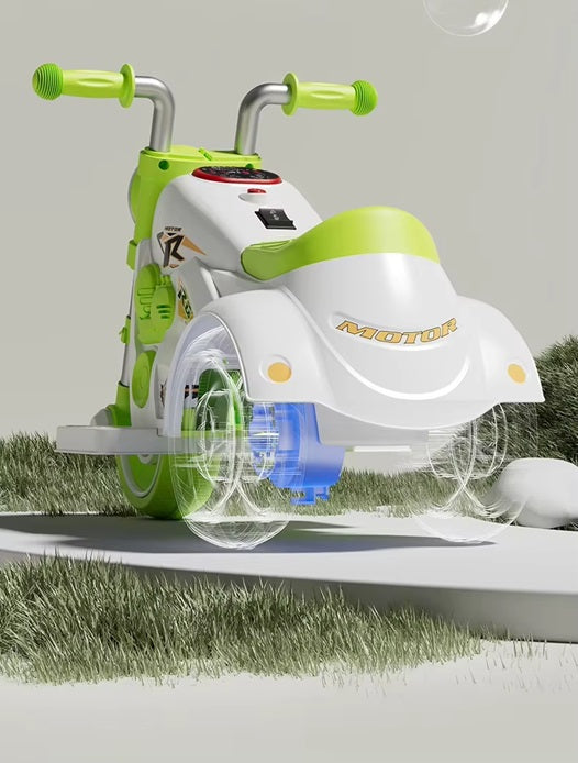 Curvear Kids Ride On Motorcycle with Bubble Maker, Powered Toddler Motorcycle with LED Light, Music, Foot Pedal, Forward/Backward, 3-Wheel Electric Motorcycle Gift for Boys & Girls.