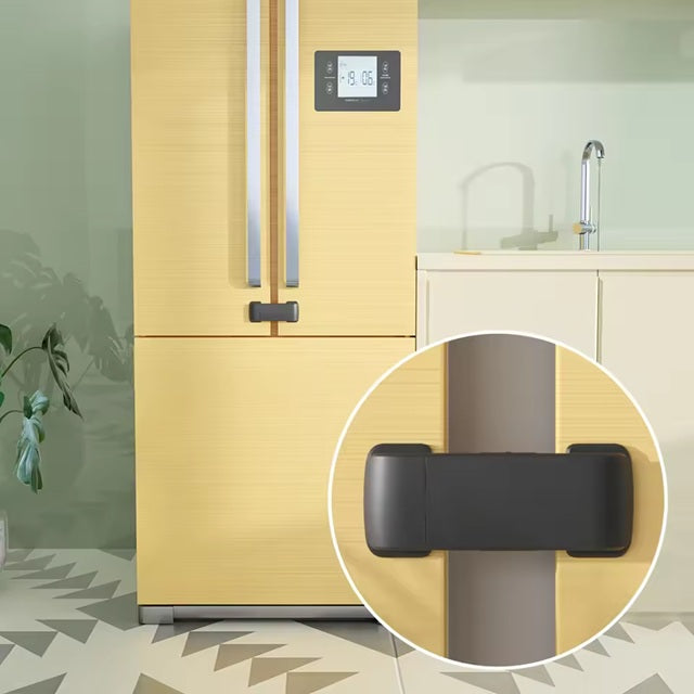 Curvear 2 Pcs Baby Safety French Fridge Door Lock, Childproof Double Door Refrigerator Lock, Cabinet Cupboard Lock for Toddlers.