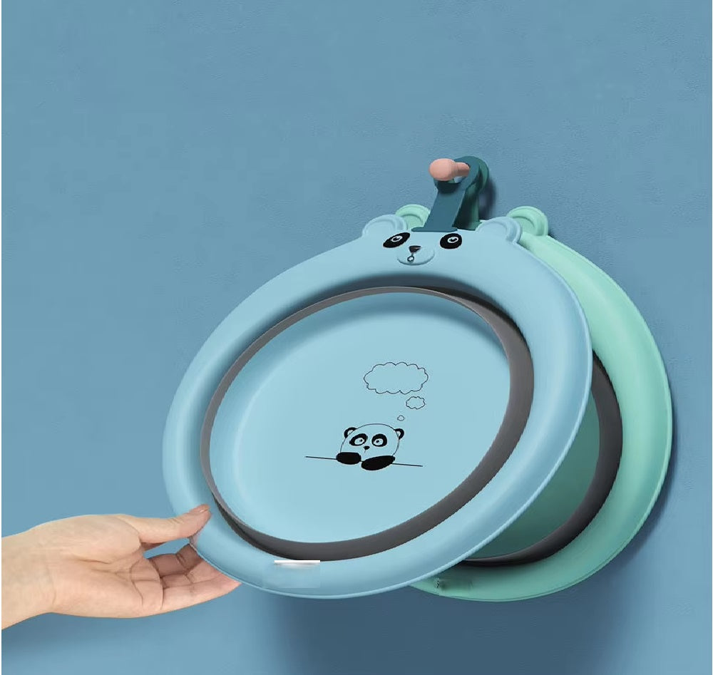 CURVEAR®️Children's Cartoon Folding Washbasin, Portable Baby Small Basin, Travel Laundry Basin, Hangable Design