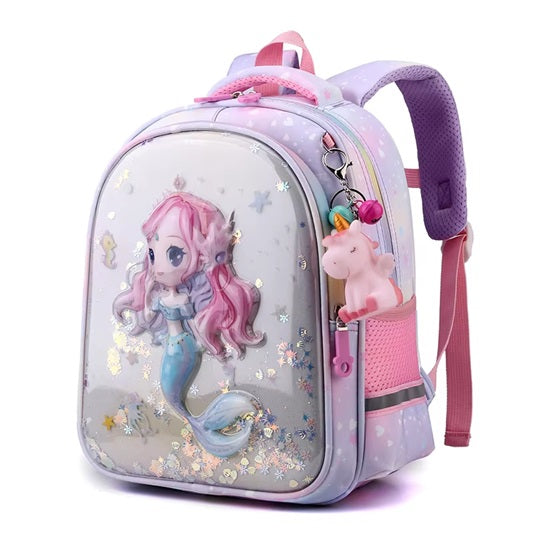 Curvear Unicorn School Bags Stylish Cartoon Kids Toddler Pre-school Unicorn Primary Anime School Backpack Bag Mermaid.