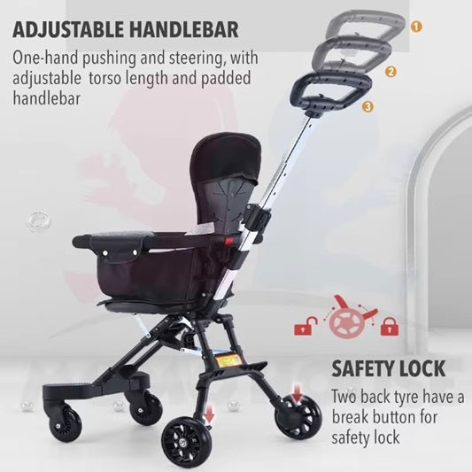Curvear Convertible Baby Stroller, Portable Two-Way Stroller Foldable Travel Pushchair with Adjustable Canopy, 360° Universal Wheel Travel Lie-Flat Baby Prams with Reversible Handle Adjustable Seat.