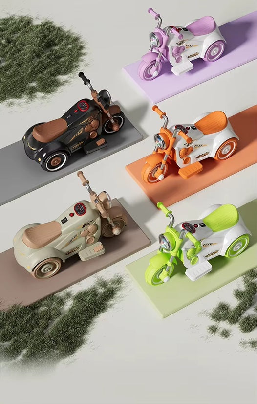 Curvear Kids Ride On Motorcycle with Bubble Maker, Powered Toddler Motorcycle with LED Light, Music, Foot Pedal, Forward/Backward, 3-Wheel Electric Motorcycle Gift for Boys & Girls.