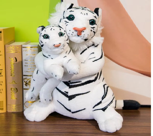 Yellow White Tiger Doll Baby Kids Birthday Gift Soft Plush Toy Cushion Cute Mother Son Lifelike Stuffed Pillow