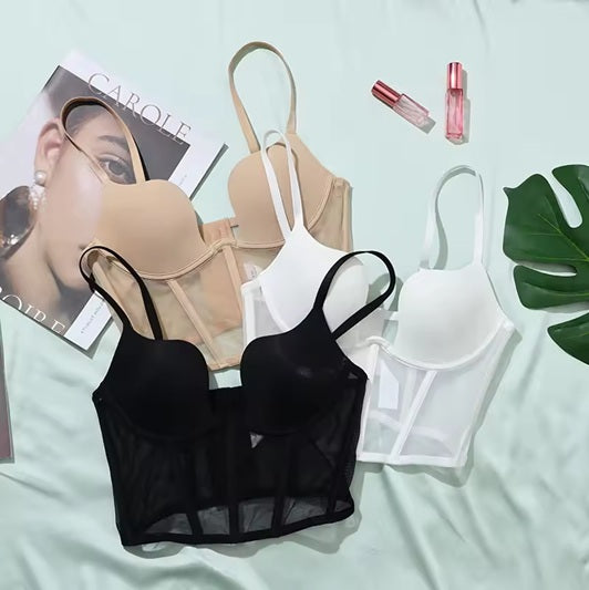 Curvear Bra ladies vest corset underwear small breasts gathered female fishbone anti-sagging adjustable thin lingerie.