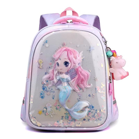 Curvear Unicorn School Bags Stylish Cartoon Kids Toddler Pre-school Unicorn Primary Anime School Backpack Bag Mermaid.