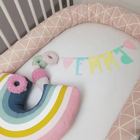 CURVEAR ®️Long Baby Bed Bumper Infant Protector Pillow Crib Bumpers Baby Bedding Set Babes Cot Fence Cushion Baby Decoration Room 200cm.