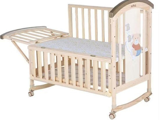 CURCEAR ®️Baby Crib - Convertible, Safe, Stylish Nursery Bed for Infants, Adjustable Height, Soft Mattress, Modern Design