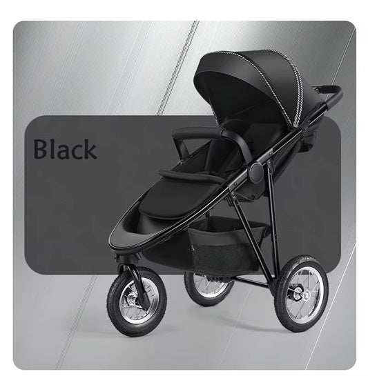 Curvear 2025 Foldable Baby Stroller, 3-Wheel Carrycot Jogger, Travel System with Easy Fold, Smooth Ride, and Comfort for Newborns and Toddlers.