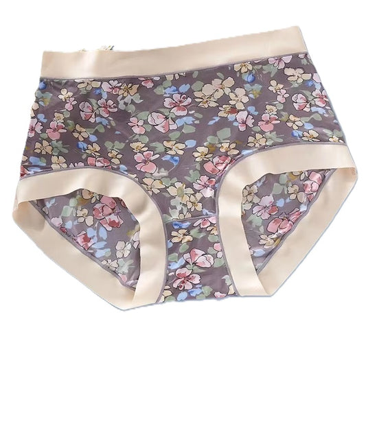 Curvear Modal Floral Plus size Panties for fat Lady Ice silk briefs High elastic Mid-waist Girls underpants. 2 set