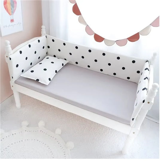 Curvear Removable Washable Bed Fence Pure Cotton Crib Surround Four Seasons Universal Foldable Bed Head Pad Cartoon Crib Baby Bedding.