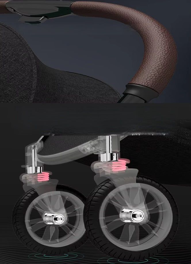 Curvear®️2 in 1 Convertible Baby Stroller, High Landscape Baby Stroller w/Reversible Seat, Removable Footmuff, Adjustable Backrest & Canopy, Foldable Infant Pram Stroller for 0-36 Months Babies, Pink.