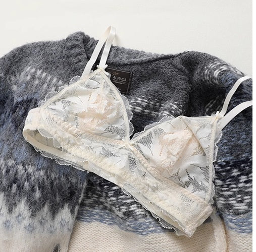 Curvear Sweet triangle cup lingerie women's ultra-thin non-binding underwear hollowed out sexy lace bra girls.