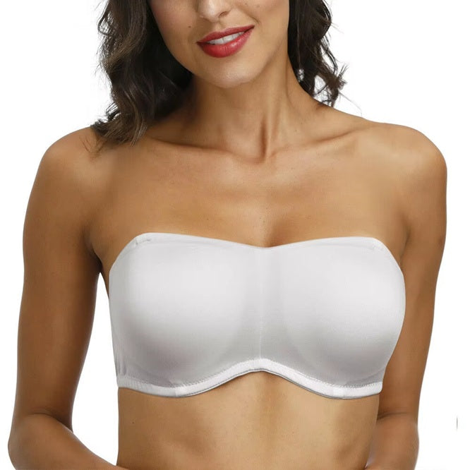 Curvear White Soft Strapless Bras with Adjustable Silicone, Padded, Comfort Fit, Quality Support, Seamless, Lightweight, Everyday Wear.