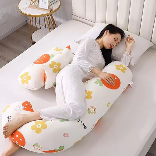 Curvear Cotton Pregnant Women Waist Protection Pillow Side Sleeping Support Pregnancy Pillow Cartoon Style Bedding Supplies.