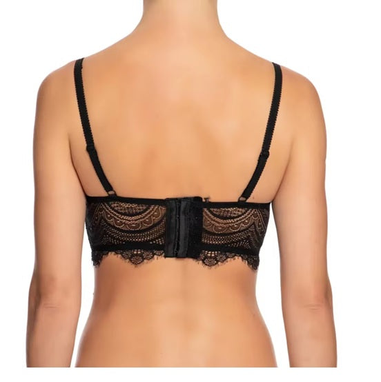 Curvear Elegant Black Lace Underwire Push-Up Bralette for Women, Sexy V-Shaped Lingerie, Plus Size 30-40 A/B/C/D/DD.