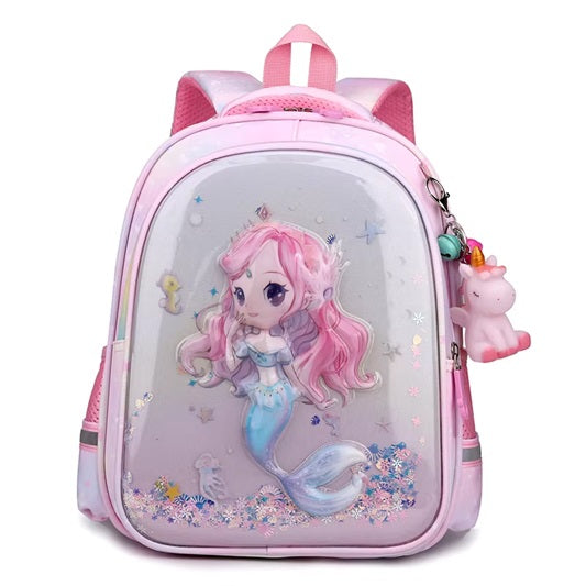 Curvear Unicorn School Bags Stylish Cartoon Kids Toddler Pre-school Unicorn Primary Anime School Backpack Bag Mermaid.