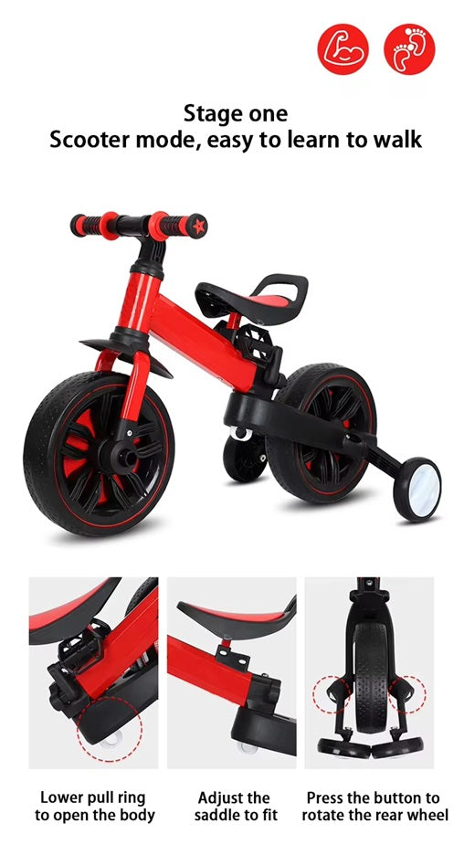 Curvear Lightweight Portable 3-in-1 Kids Trikes Tricycle Ideal for 10 Months to 4 Years Old Boys Girls, Balance Training.