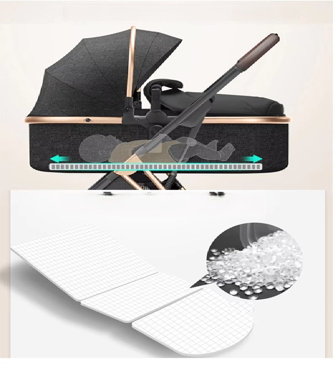 Curvear®️2 in 1 Convertible Baby Stroller, High Landscape Baby Stroller w/Reversible Seat, Removable Footmuff, Adjustable Backrest & Canopy, Foldable Infant Pram Stroller for 0-36 Months Babies, Pink.