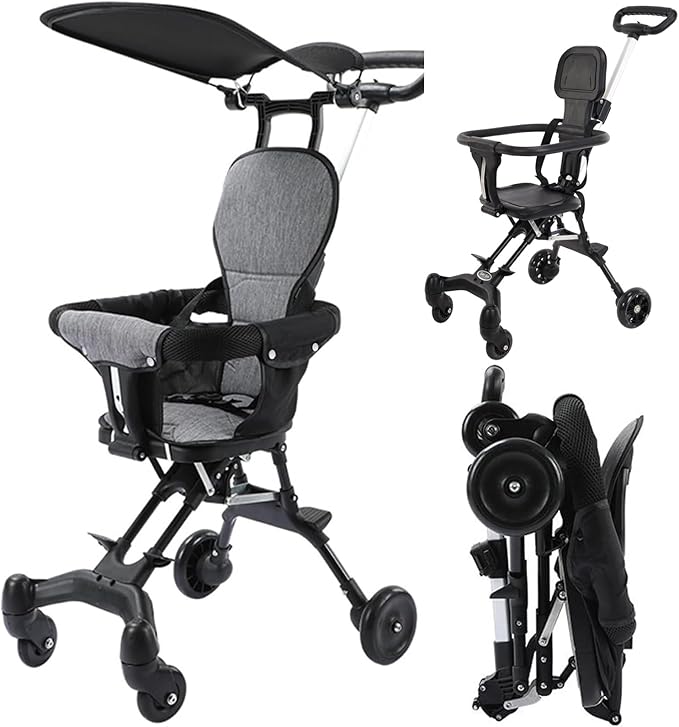 Curvear Convertible Baby Stroller, Portable Two-Way Stroller Foldable Travel Pushchair with Adjustable Canopy, 360° Universal Wheel Travel Lie-Flat Baby Prams with Reversible Handle Adjustable Seat.