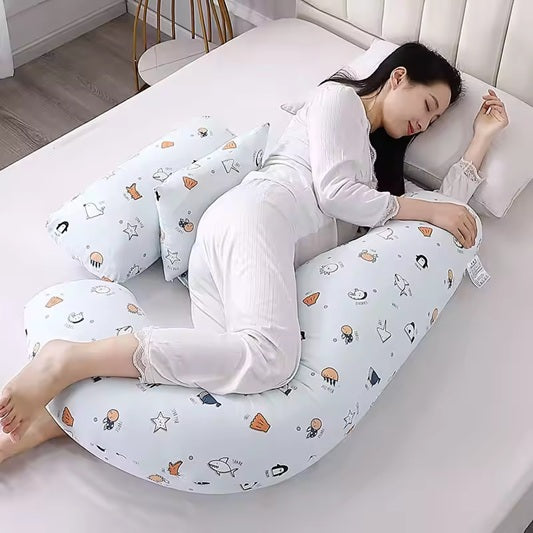 Curvear Cotton Pregnant Women Waist Protection Pillow Side Sleeping Support Pregnancy Pillow Cartoon Style Bedding Supplies.