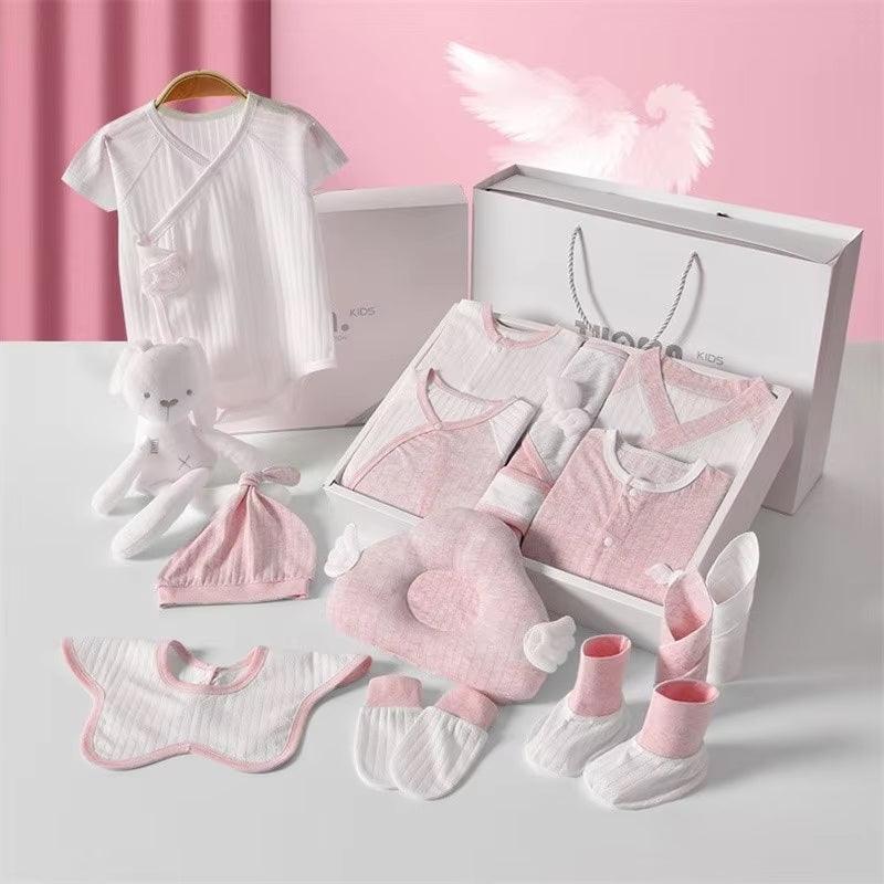 CURVEAR®️Newborn Summer Set, Breathable Baby Boy/Girl Suit, Angel Wings, Solid Color, Unisex Baby Clothes, Perfect Newborn Gift