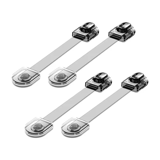 Curvear 4 Pack Child Safety Locks, Childproof Strap Locks for Drawers, Fridges, Toilets, Cupboards, Ovens, Cabinets, Multi Use Baby Cabinet Latches, Easy to Install, No Drilling.