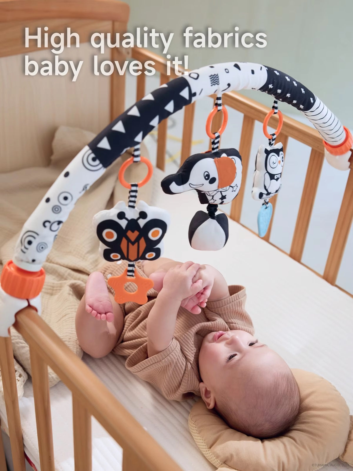Curvear Kids Black and White Baby Toys, Stroller Activity Toy,High Contrast Rattle Toy & Soft Book Set ,Tummy Time Plush Hanging Toys ,Early Educational Toys for Infant Babies 0 3 6 9 12 Month