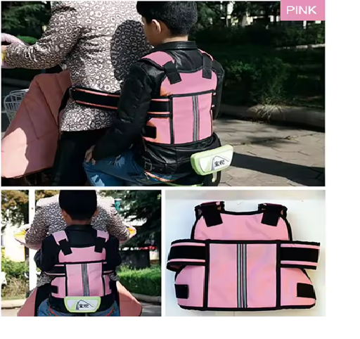 Curvear Adjustable Children Motorcycle Safety Harness Belt, Baby Carrier Seat, Back Protector with 3 Color Options Available.