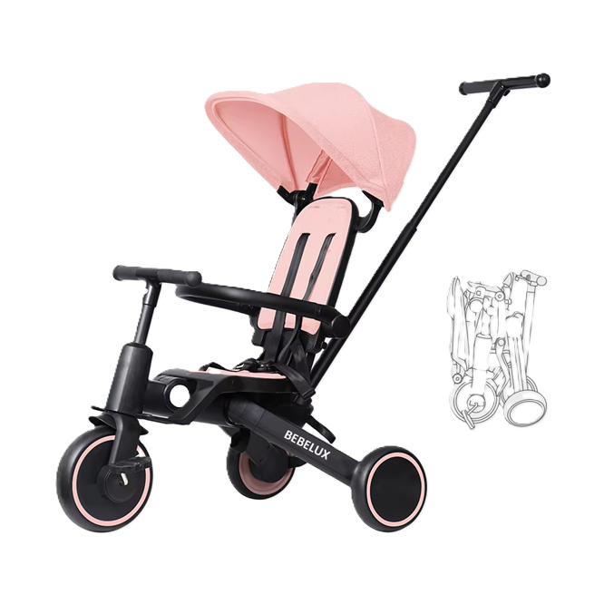 Curvear Tricycle Stroller for Toddler ,Foldable Baby Tricycle ,Kids Balance Bike with Push Handle ,Toddlers Stroller Bike with 1 to 5 Years,7-in-1 Push Tricycle Bike for Kids.