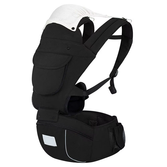Curvear Baby Carrier Newborn to Toddler, Safety-Certified Baby Carrier with Hip Seat, Ergonomic 6-in-1 Baby Carrier with Head Support, Adjustable & Removable Baby Holder for All Seasons, Black.