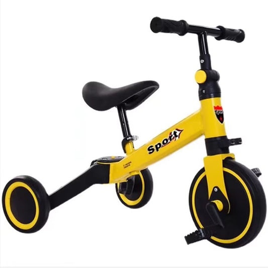 Curvear 7-in-1 Toddler Bike with Push Handle - Tricycles for Ages 1 to 3, Adjustable Seat Height, Removable Pedals, Baby Balance Bike for Boys and Girls.