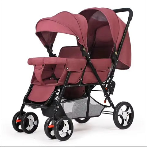 Curvear Stroller Buggy Lightweight Double Stroller with Independent Awning, Low Front Seat for Stroller, High Rear Seat, Stroller Foldable for Travel.