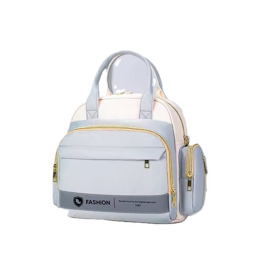 Curvear Fashion Color Matching Portable Mummy Bag Big Capacity Lady One Shoulder Bag Multi-functional Maternal Baby Supplies Storage Bag.