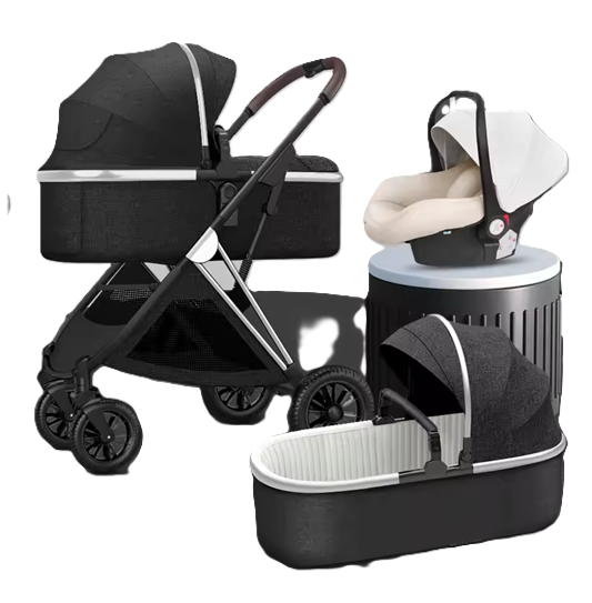 Curvear®️2 in 1 Convertible Baby Stroller, High Landscape Baby Stroller w/Reversible Seat, Removable Footmuff, Adjustable Backrest & Canopy, Foldable Infant Pram Stroller for 0-36 Months Babies, Pink.