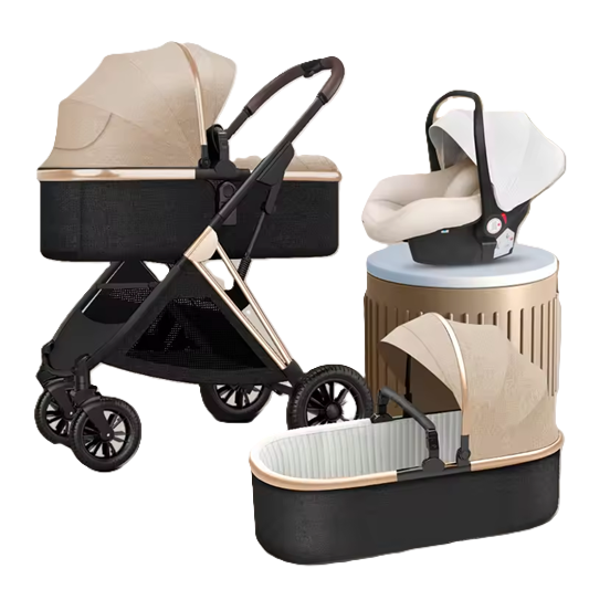 Curvear®️2 in 1 Convertible Baby Stroller, High Landscape Baby Stroller w/Reversible Seat, Removable Footmuff, Adjustable Backrest & Canopy, Foldable Infant Pram Stroller for 0-36 Months Babies, Pink.