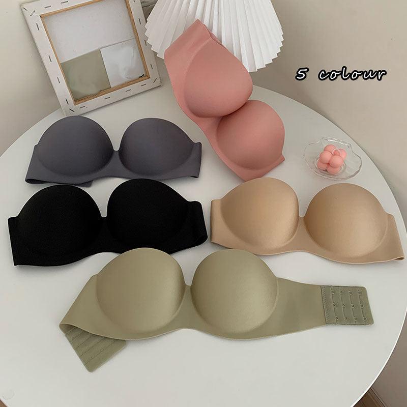 Curvear®️ Women's Sexy Strapless Invisible Push Up Bra Backless Transparent Back Padded Under Wired for Wedding with Multi Strap Bralettes