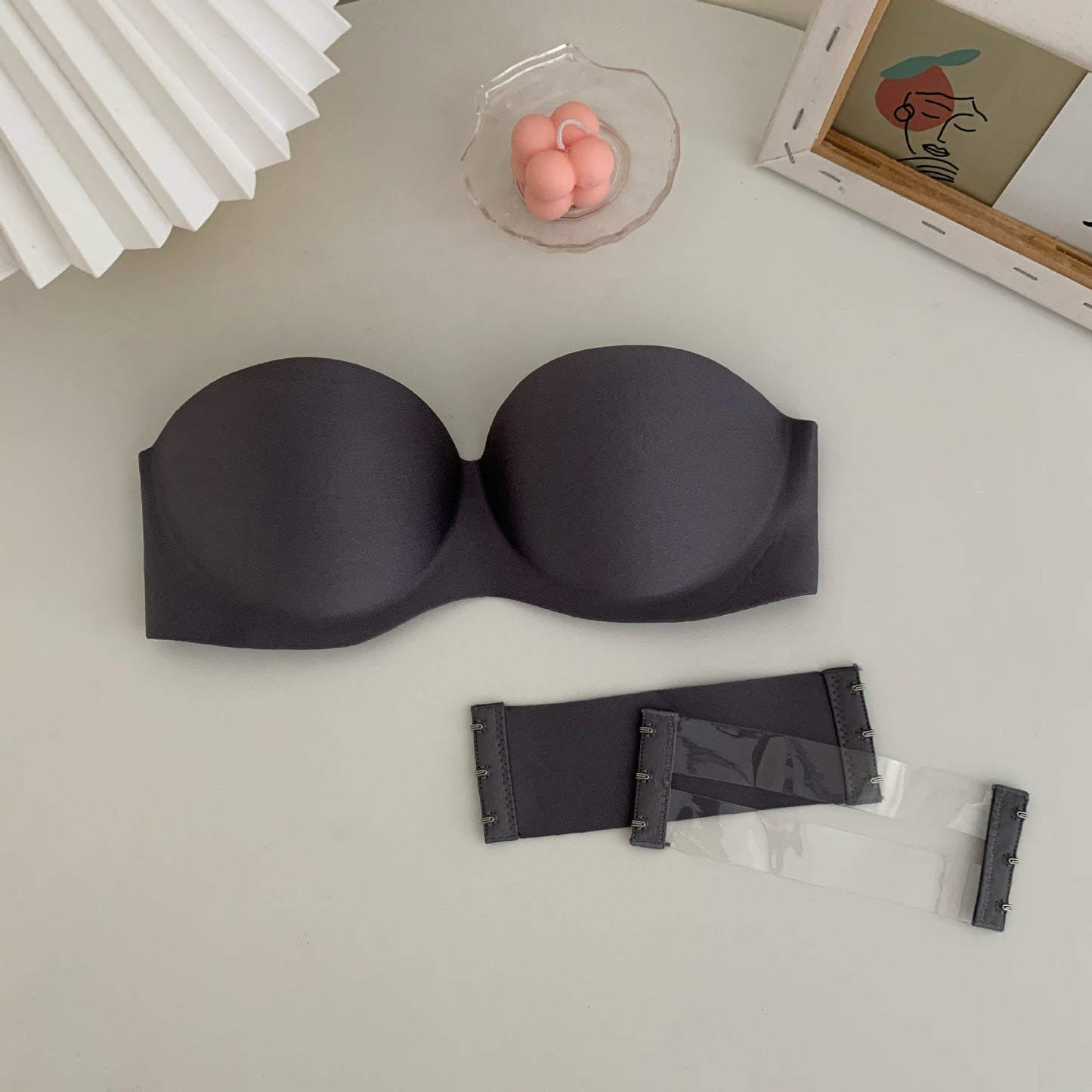 Curvear®️ Women's Sexy Strapless Invisible Push Up Bra Backless Transparent Back Padded Under Wired for Wedding with Multi Strap Bralettes