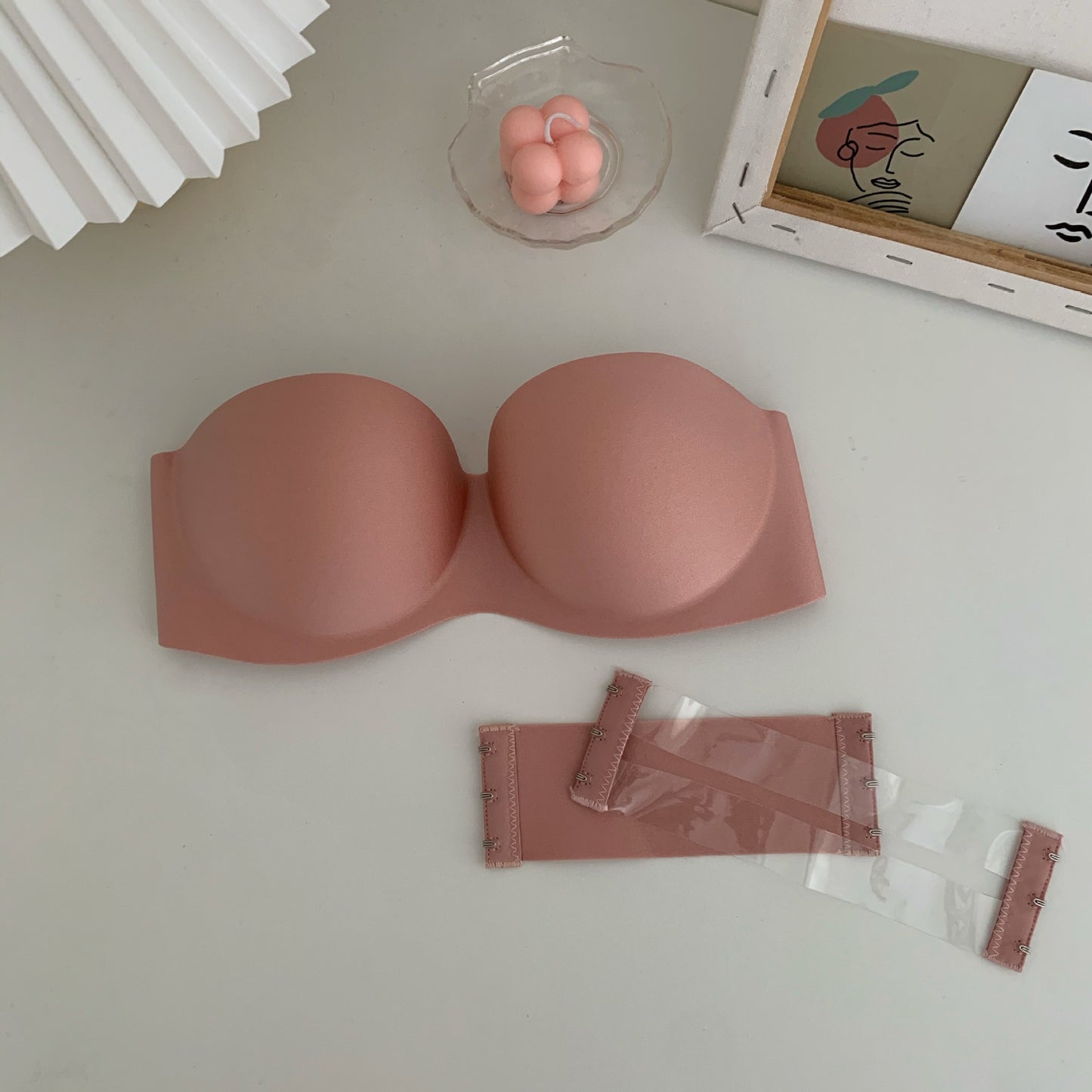 Curvear®️ Women's Sexy Strapless Invisible Push Up Bra Backless Transparent Back Padded Under Wired for Wedding with Multi Strap Bralettes