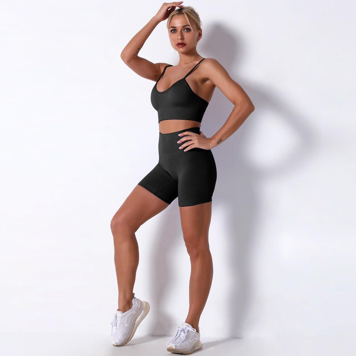 Curvear®️Work Out Sets Gym For Women Personality Design Sexy Suspender Shorts Fashion Suit Yoga Sports Suit Workout Clothes