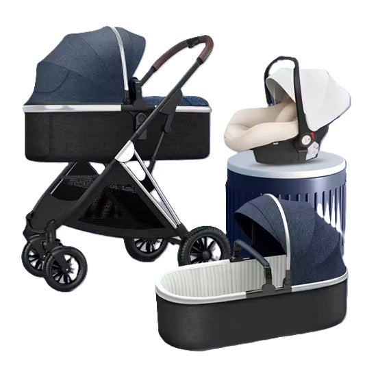 Curvear®️2 in 1 Convertible Baby Stroller, High Landscape Baby Stroller w/Reversible Seat, Removable Footmuff, Adjustable Backrest & Canopy, Foldable Infant Pram Stroller for 0-36 Months Babies, Pink.