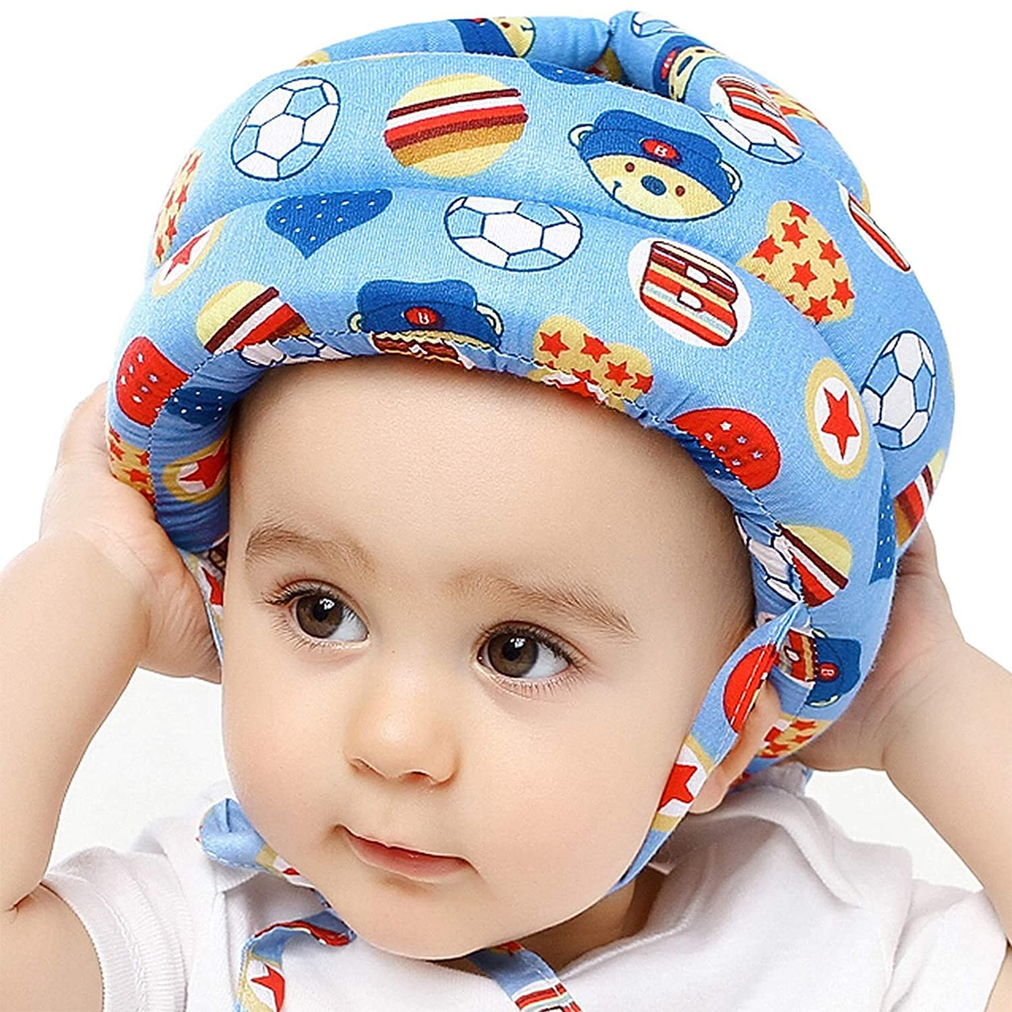Curvear®️Baby Infant Toddler Helmet No Bump Safety Head Cushion Bumper Bonnet Adjustable Protective Multi Printed Cap Child Safety Headguard for Running Walking Crawling Safety Helmet for Kids. 2 set