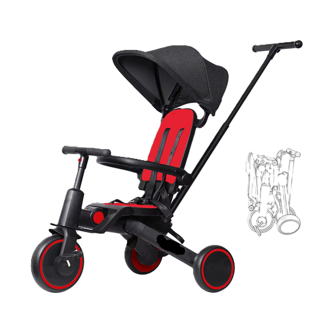 Curvear Tricycle Stroller for Toddler ,Foldable Baby Tricycle ,Kids Balance Bike with Push Handle ,Toddlers Stroller Bike with 1 to 5 Years,7-in-1 Push Tricycle Bike for Kids.