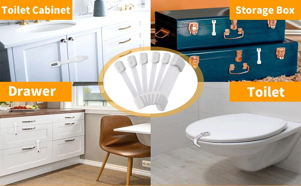 Curvear®️White Baby Cabinet Lock for Safety, Prevents Accidents, Childproof Cabinets and Drawers for Toddlers. 12 pieces