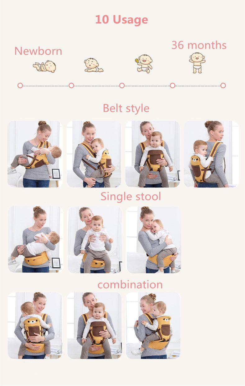 CURVEAR®️ 10-In-1 Baby Carrier With Hip Seat-Ergonomic,Carrier Chest Breathable 360 Breastfeed Forward And Back Carry For Newborns And Older Babies For 3 To 36 Months Baby,Max Weight Up To 15 Kgs,Brown