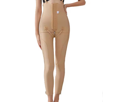 Curvear®️Women's Body Shapewear Thigh Liposuction Leggings Postpartum Leg Shaping Zipper Open Crotch 3 Breasted Tummy Control Panties