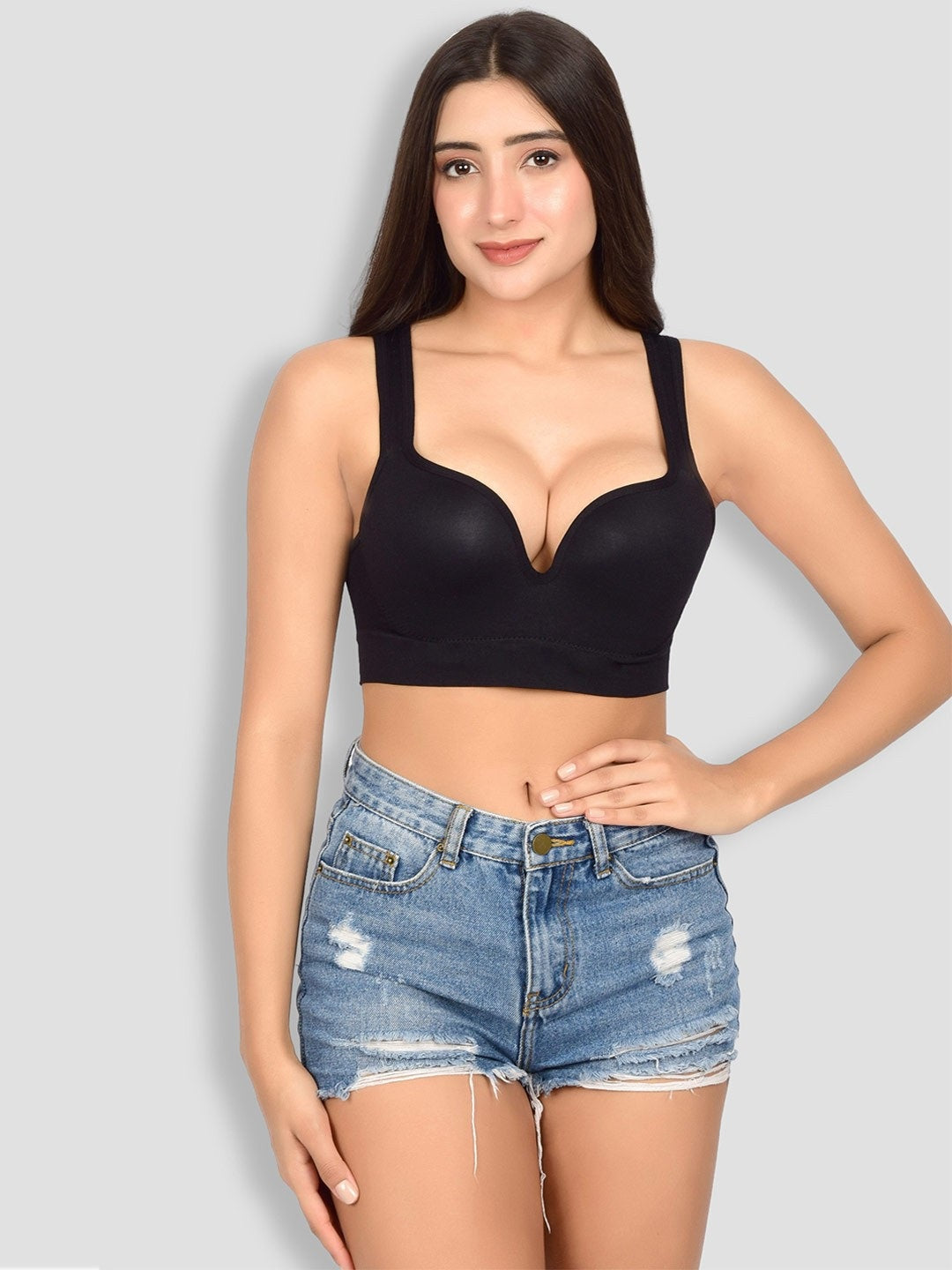 Curvear®️Women's Push Up Bra, Full-Coverage Underwire Bra, Hide Back Fat Deep Cup Bra, Smoothing T-Shirt Bra, Sculpting Uplift Bra
