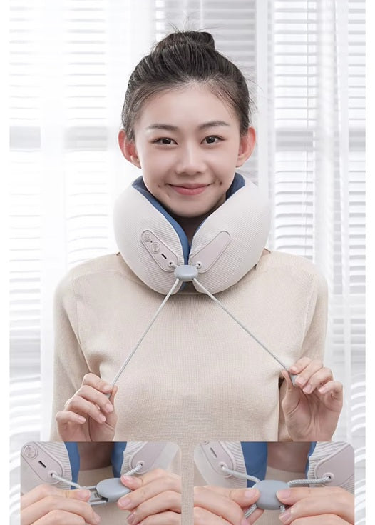 Smart Neck Massager Pillow with Heat, Vibration & Bluetooth | Electric Rechargeable Neck Support for Travel, Home & Office | Relieves Neck Pain & Tension – Ergonomic U-Shaped Design