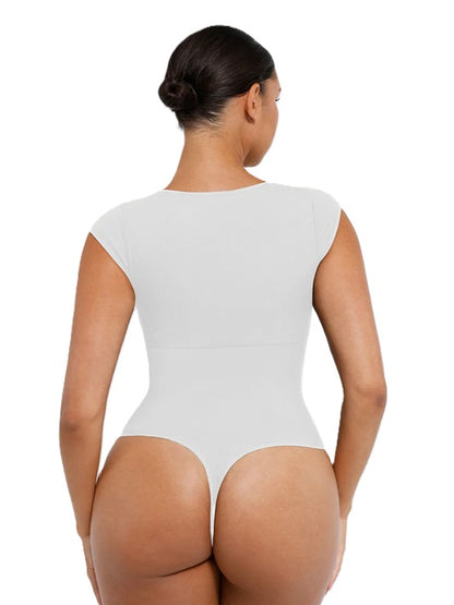 Women's Tummy Control Bodysuit Shapewear – Seamless Slimming Compression Body Shaper with Short Sleeves – Comfortable Sculpting Fit for Daily Wear, Dresses & Postpartum Support